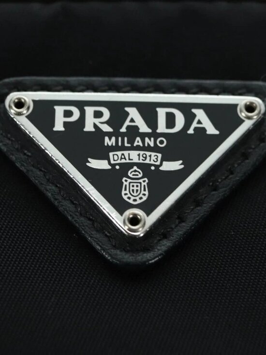 PRADA Purse Shoulder Bag Nylon 2way Black Silver Auth 175065SAM main image 6
